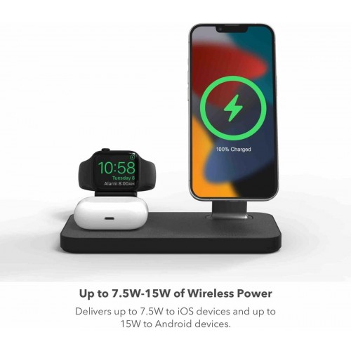 Mophie Snap+ 3 in 1 Charging Stand Οικιακός Μαγνητικός ταχυφορτιστής ισχύος 15W σε χρώμα γκρι