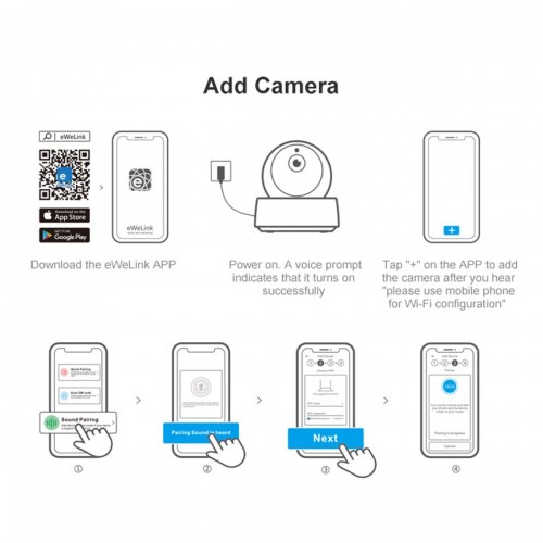SONOFF GK-200MP2-B-R2 - Wi-Fi Wireless IP Security Camera 1080P IR Night Vision PTZ