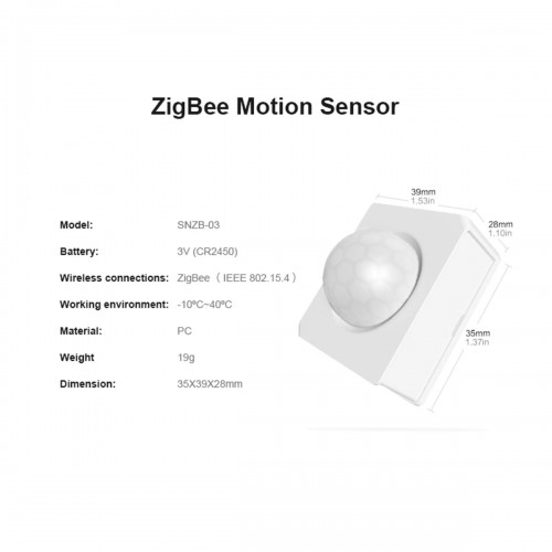 SONOFF SNZB-03-R3 – Zigbee Wireless Motion Sensor 6m/110° Detection