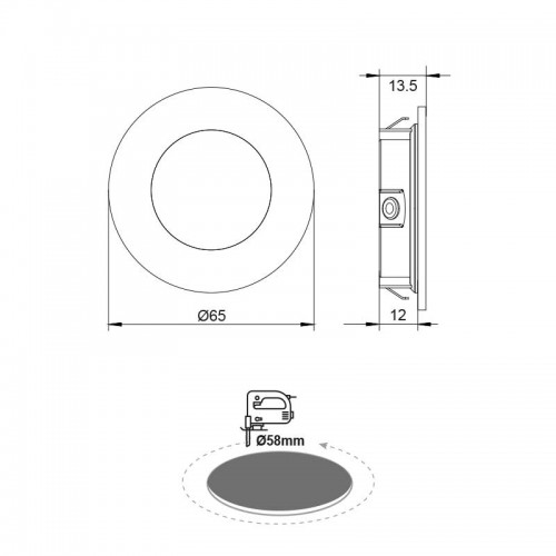 LED Χωνευτό Φωτιστικό Σποτ Νίκελ Ματ Στρογγυλό Αδιάβροχο 2W 3000K 230V 100° IP44 ARED ACA
