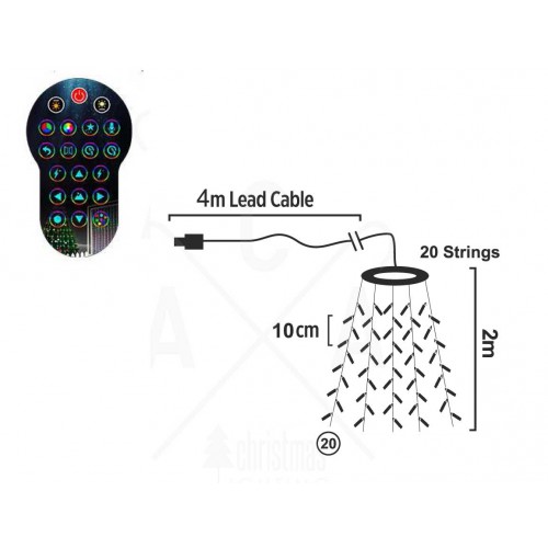 400 ΕΞΥΠΝΑ ΛΑΜΠΑΚΙΑ ΧΤΑΠΟΔΙ ΠΟΛΥΧΡΩΜΑ 200cm ΤΗΛΕΧΕΙΡΙΣΤΉΡΙΟ & ΕΦΑΡΜΟΓΗ (MAX 3 ΣΕΤ) IP44 5m ΚΑΛΩΔΙΟ - ACA Christmas