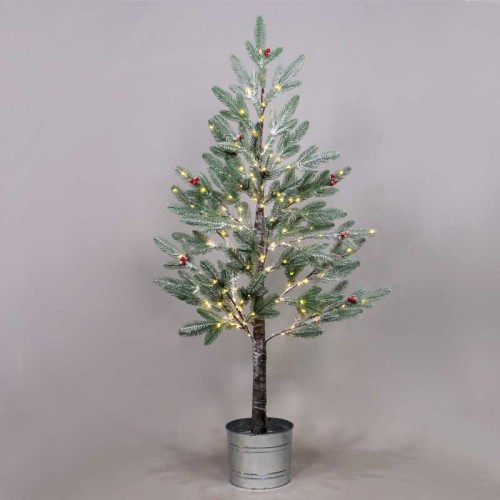 SNOW FLOWER TREE WITH RED CHERRY&POT 168 ΘΕΡΜΑ LED ΛΑΜΠΑΚΑΚΙΑ ΑΝΤΑΠ (4,5V) IP44 ΥΨΟΣ 120CM Ø20CM 3M ΚΑΛΩΔΙΟ - ACA