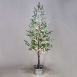 SNOW FLOWER TREE WITH RED CHERRY&POT 288 ΘΕΡΜΑ LED ΛΑΜΠΑΚΑΚΙΑ ΑΝΤΑΠ (4,5V) IP44 ΥΨΟΣ 160CM Ø20CM 3M ΚΑΛΩΔΙΟ - ACA