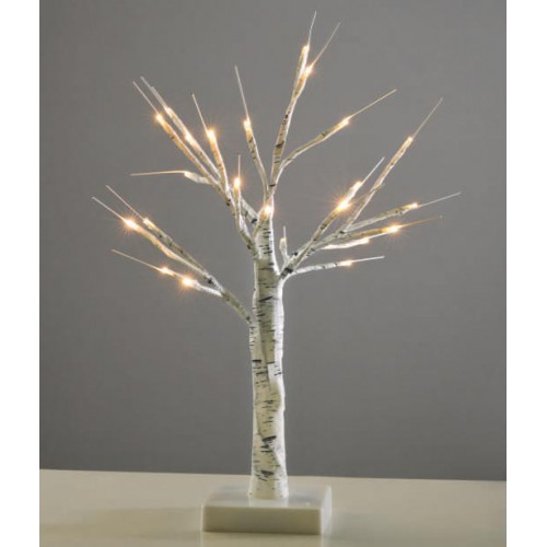 SNOW TREE Λευκό Δέντρο 45CM Με Μπαταρίες 24 LED 3xAA IP20 - ACA Christmas