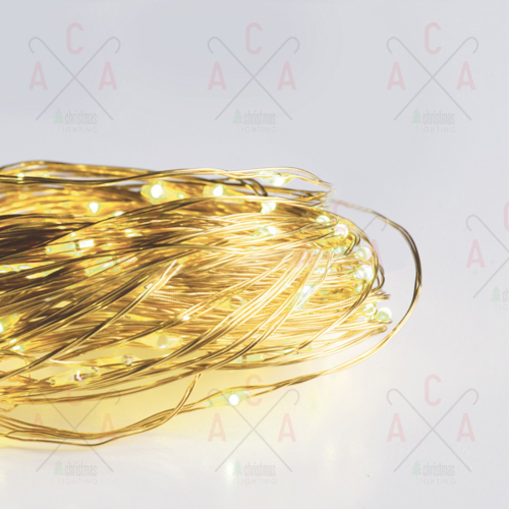 Fairy Lights Σειρά 100 LED Mini Λαμπάκια Ρεύματος , Χρυσό Καλώδιο Χαλκού Και 8 Προγράμματα, Θερμό Λευκό 13m 1.8W IP44 - ACA Christmas