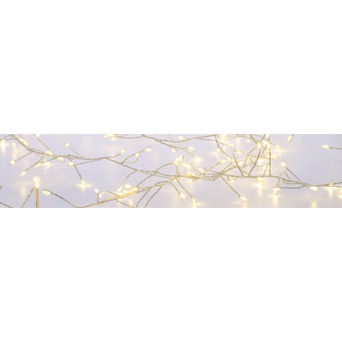 Fairy Lights 300 CLUSTER LED Λαμπάκια σε Σειρά Ρεύματος , Ασημί Καλώδιο Χαλκού Και 8 Προγράμματα, Θερμό Λευκό 3m+3m 6W IP44 - ACA Christmas