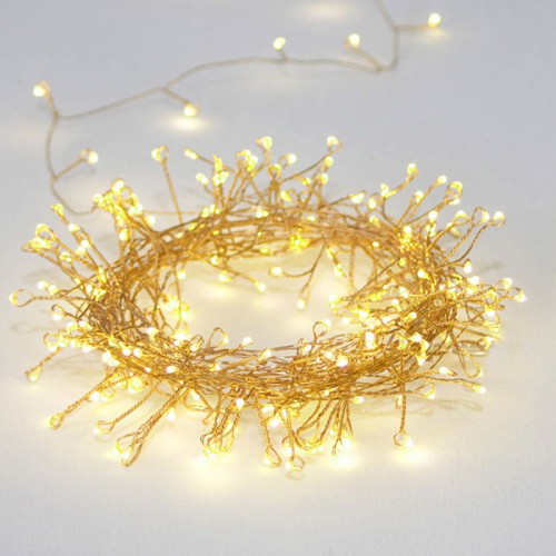 Fairy Lights 300 CLUSTER LED Λαμπάκια σε Σειρά Ρεύματος , Χρυσό Καλώδιο Χαλκού Και 8 Προγράμματα, Θερμό Λευκό 3m+3m 6W IP44 - ACA Christmas