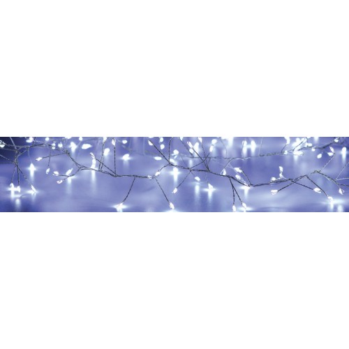 Fairy Lights 300 CLUSTER LED Λαμπάκια σε Σειρά Ρεύματος , Ασημί Καλώδιο Χαλκού Και 8 Προγράμματα, Ψυχρό Λευκό 3m+3m 6W IP44 - ACA Christmas