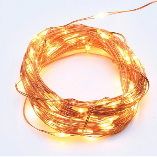 Fairy Lights 100 LED Λαμπάκια σε Σειρά Ρεύματος , Χάλκινο Καλώδιο Χαλκού Και 8 Προγράμματα, Θερμό Λευκό 10m+3m 1.8W IP44 - ACA Christmas