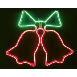DΟUBLE BELLS Καμπάνες Κόκκινο - Πράσινο NEON LED 3m 300 LED IP44 - ACA Christmas