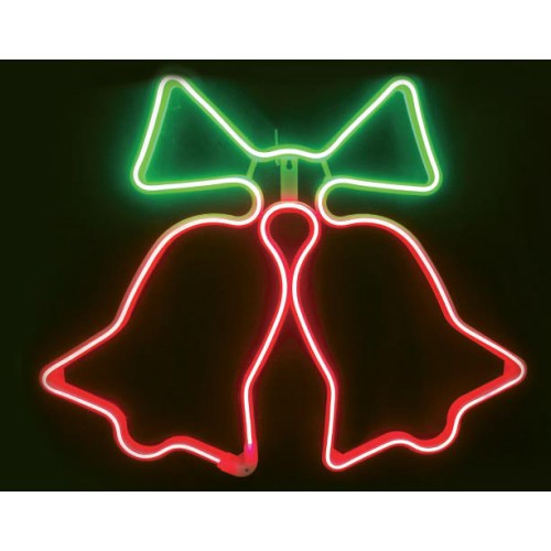 DΟUBLE BELLS Καμπάνες Κόκκινο - Πράσινο NEON LED 3m 300 LED IP44 - ACA Christmas