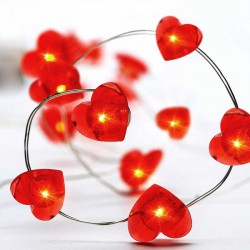 RED HEART 20 LED ΛΑΜΠΑΚΙΑ ΧΑΛΚΟΥ, ΚΟΚΚΙΝΟ, ΑΣΗΜΙ. ΚΑΛΩΔΙΟ & ΜΠΑΤΑΡΙΕΣ 2xAA, IP20, 2M+10CM, 1.2W - ACA