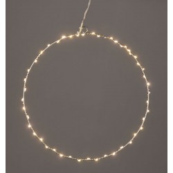 SILVER ROUND LED D40cm Λαμπάκια Με Καλώδιο Χαλκού Ασημί Και Αντάπτορα 3VDC IP44 Θερμό Λευκό - ACA