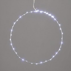 SILVER ROUND LED D40cm Λαμπάκια Με Καλώδιο Χαλκού Ασημί Και Αντάπτορα 3VDC IP44 Ψυχρό Λευκό - ACA