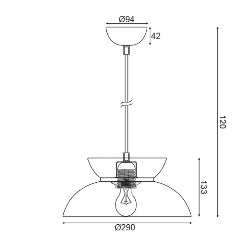 Κρεμαστό Φωτιστικό Μονόφωτο Μεταλλικό Μαύρο Ø29cm 1xE27 AEOLUS - ACA Decor