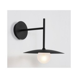 Επίτοιχο Φωτιστικό Μεταλλικό Με Γυαλί Αμμοβολή Σε Μαύρο Χρώμα 1x G9 AFINAR - Aca Decor