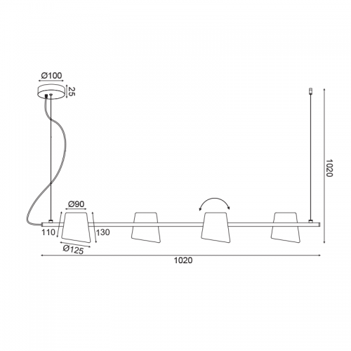 Κρεμαστό Φωτιστικό Μεταλλικό Πολύφωτο Χρώμιο 4xE14 AYRAN - ACA Decor