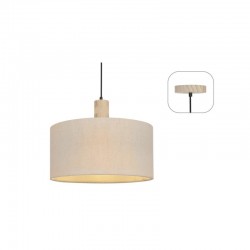 Κρεμαστό Φωτιστικό Μονόφωτο Από Ύφασμα Και Ξύλο 1xE27 CHIOS - Aca Decor