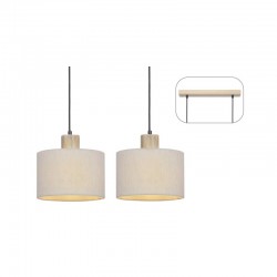 Κρεμαστό Φωτιστικό Δίφωτο Από Ύφασμα Και Ξύλο 2xE27 CHIOS - Aca Decor