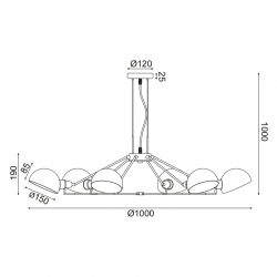 Vintage Κρεμαστό Φωτιστικό Μεταλλικό Σε Μαύρο Χρώμα Εξάφωτο 6x E14 Clotho - ACA DECOR