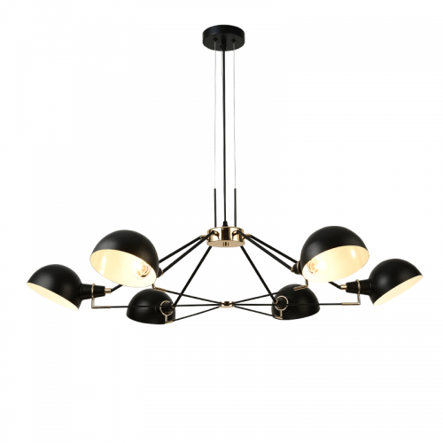 Vintage Κρεμαστό Φωτιστικό Μεταλλικό Σε Μαύρο Χρώμα Εξάφωτο 6x E14 Clotho - ACA DECOR