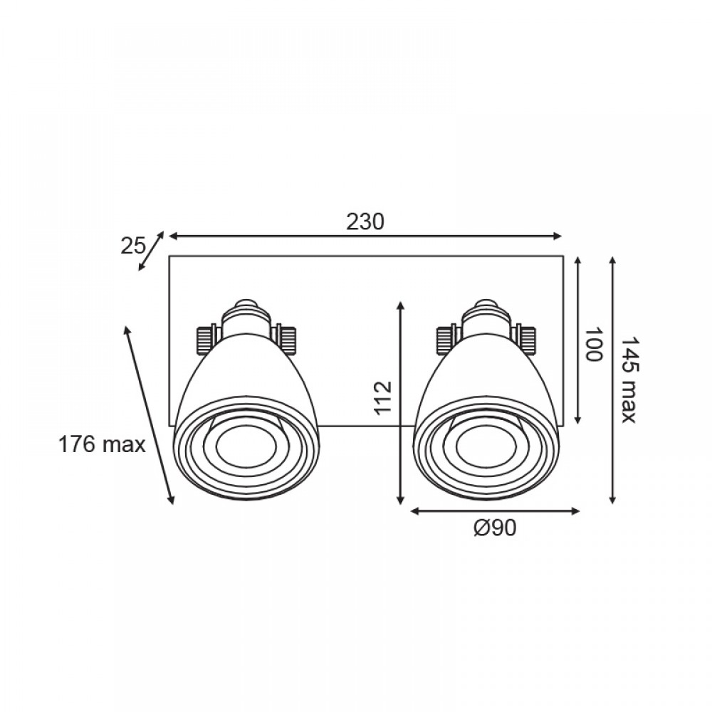Σποτ Επίτοιχο - Οροφής Δίφωτο Λευκό Terazzo 2XGU10 DINO - ACA Decor