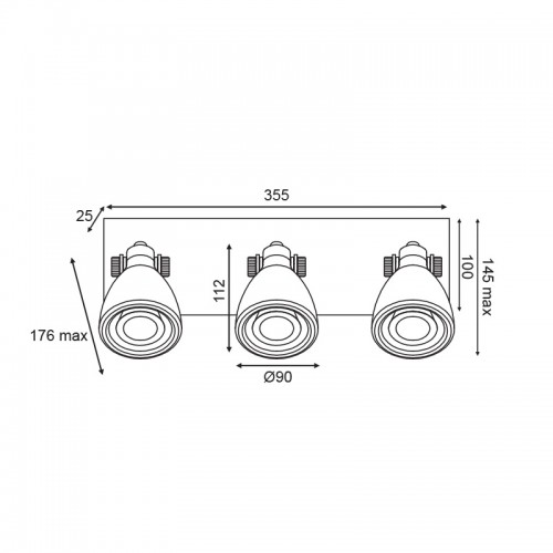 Σποτ Επίτοιχο - Οροφής Τρίφωτο Λευκό Terazzo 3XGU10 DINO - ACA Decor
