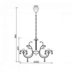 Κρεμαστό Φωτιστικό Μεταλλικό Χρυσό Μπονζέ Με Κρύσταλα 3xE14 FABERGE - ACA DECOR