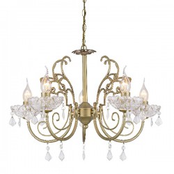 Κρεμαστό Φωτιστικό Μεταλλικό Χρυσό Μπονζέ Με Κρύσταλα 5xE14 FABERGE - ACA DECOR