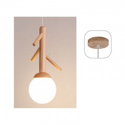 Κρεμαστό Φωτιστικό Από Ξύλο Και Γυαλί 1xE14 FLORESTA - Aca Decor