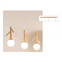 Κρεμαστό Φωτιστικό Από Ξύλο Και Γυαλί 3xE14 FLORESTA - Aca Decor