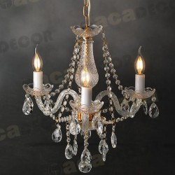 Κρεμαστό Φωτιστικό Μεταλλικό Χρυσό Με Διάφανα Κρύσταλλα 3xE14 GLADIOLO- ACA DECOR