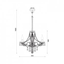 Κρεμαστό Φωτιστικό Μεταλλικό Χρυσό Με Διάφανα Κρύσταλλα 3xE14 GLADIOLO- ACA DECOR