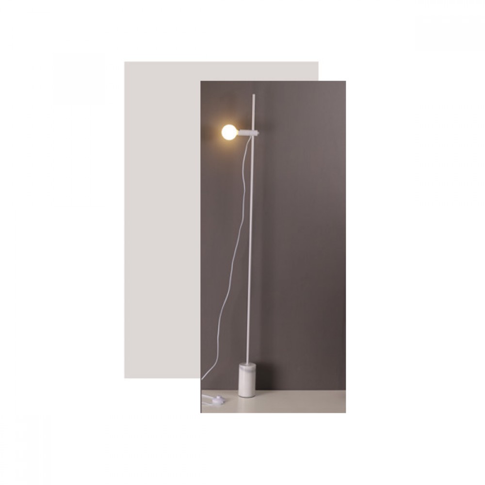 Φωτιστικό Δαπέδου Με Κινούμενη Κεφαλή Και Μαρμάρινη Βάση 1xE14 Λευκό HERA - ACA Decor