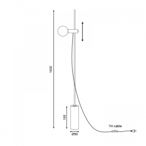 Φωτιστικό Δαπέδου Με Κινούμενη Κεφαλή Και Μαρμάρινη Βάση 1xE14 Μαύρο HERA - ACA Decor
