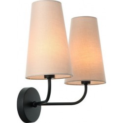 Επιτοίχιο Φωτιστικό Δίφωτο Από Μέταλλο Και Υφασμάτινο Καπέλο 1x E14 - ACA Decor