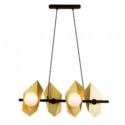 Κρεμαστό Φωτιστικό Τετράφωτο Μεταλλικό Χρυσό και Λευκό Γυαλί 4 ΧG9 - ACA Decor