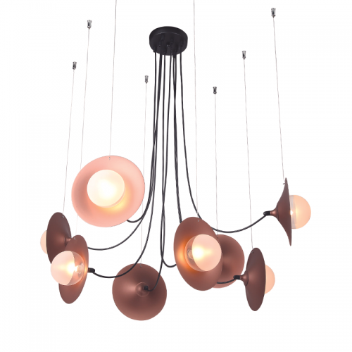 Κρεμαστό Φωτιστικό Πολύφωτο Από Μέταλλο Και Γυαλί 8 ΧG9 - ACA Decor