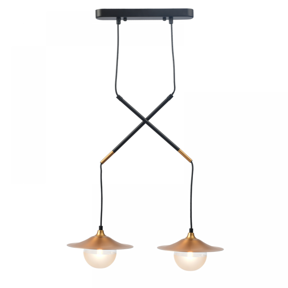 Κρεμαστό Φωτιστικό Δίφωτο Από Ορείχαλκο Και Γυαλί 2 ΧG9 - ACA Decor