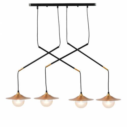 Κρεμαστό Φωτιστικό Τετράφωτο Από Ορείχαλκο Και Γυαλί 4 ΧG9 - ACA Decor