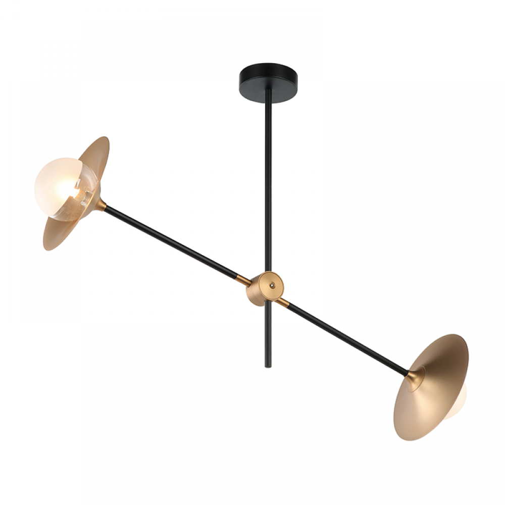 Φωτιστικό Οροφής Κινούμενο Δίφωτο Από Ορείχαλκο Και Γυαλί 2 ΧG9 - ACA Decor