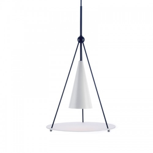 Κρεμαστό Φωτιστικό Μονόφωτο Με Γυαλί Λευκό-Μαύρο Ø33cm 1x E27 - ACA Decor