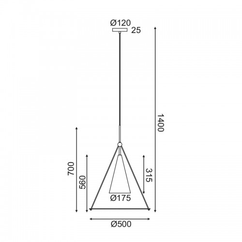 Κρεμαστό Φωτιστικό Μονόφωτο Με Γυαλί Λευκό-Μαύρο Ø50cm 1x E27 - ACA Decor