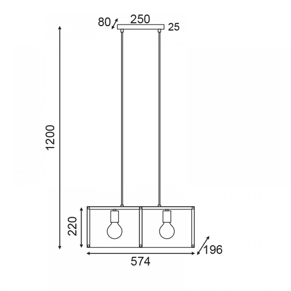 Κρεμαστό Φωτιστικό Μεταλλικό Δίφωτο Μαύρο 2x E27 - ACA Decor