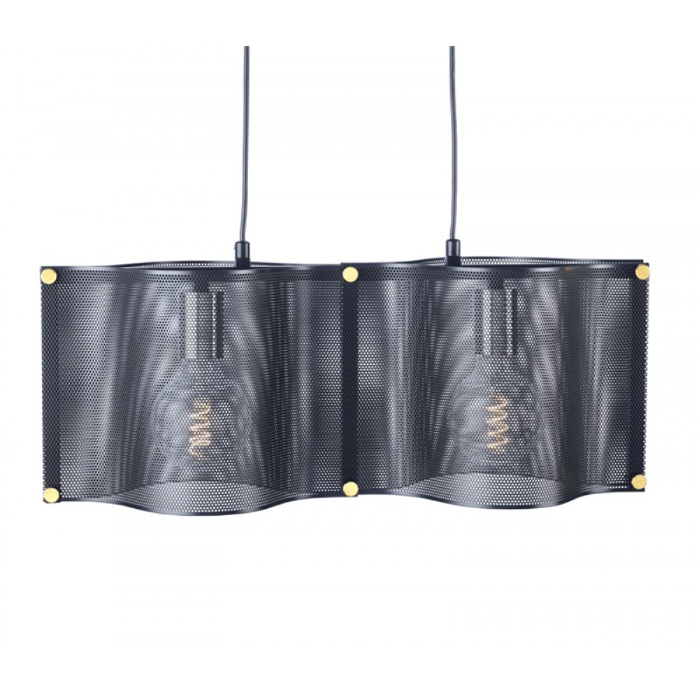 Κρεμαστό Φωτιστικό Μεταλλικό Δίφωτο Μαύρο 2x E27 - ACA Decor