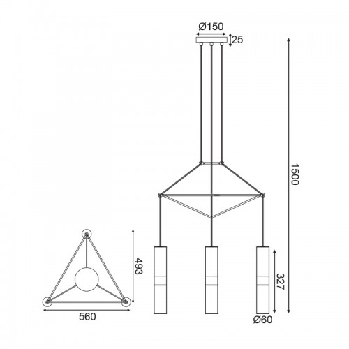 Κρεμαστό Φωτιστικό Μεταλλικό Τρίφωτο Σε Ροζέτα Ορείχαλκος 3x GU10 - ACA Decor