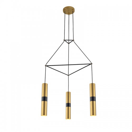 Κρεμαστό Φωτιστικό Μεταλλικό Τρίφωτο Σε Ροζέτα Ορείχαλκος 3x GU10 - ACA Decor