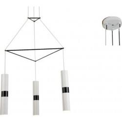 Κρεμαστό Φωτιστικό Μεταλλικό Τρίφωτο Σε Ροζέτα Λευκό και Μαύρο 3x GU10 - ACA Decor