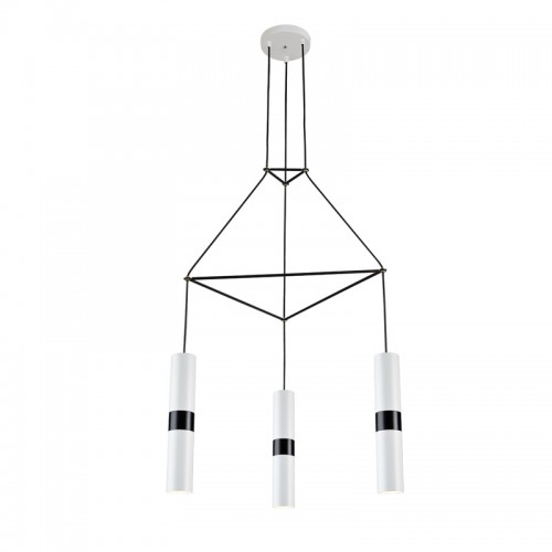 Κρεμαστό Φωτιστικό Μεταλλικό Τρίφωτο Σε Ροζέτα Λευκό και Μαύρο 3x GU10 - ACA Decor