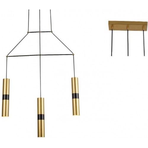 Κρεμαστό Φωτιστικό Μεταλλικό Τρίφωτο Σε Ράγα Ορείχαλκος 3x GU10 - ACA Decor